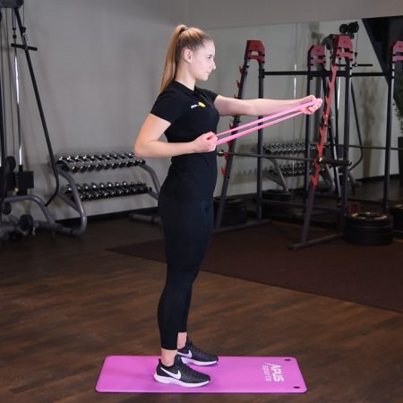 Wiosłowanie jednorącz w staniu z gumą mini band