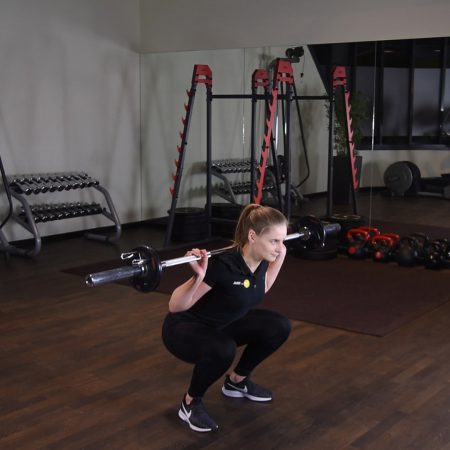 Przysiad ze sztangą z tyłu - high bar - just be fit
