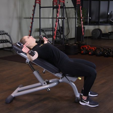 Rozpiętka z hantlami na ławce dodatniej