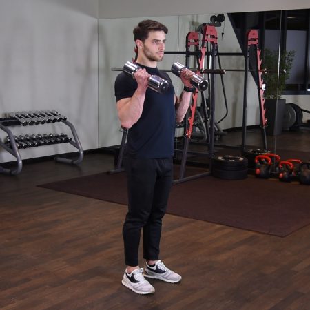 Uginanie ramion z hantlami w chwycie młotkowym