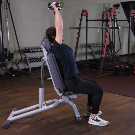 Wyciskanie hantli nad głowę siedząc - just be fit