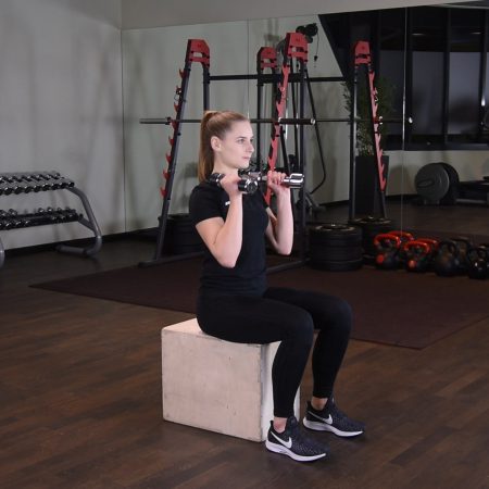 Wyciskanie hantelek nad głowę siedząc - just be fit