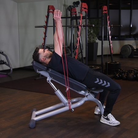 Rozpiętka z gumą power band na ławce dodatniej