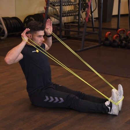Facepull - przyciąganie do twarzy siedząc z gumą power band